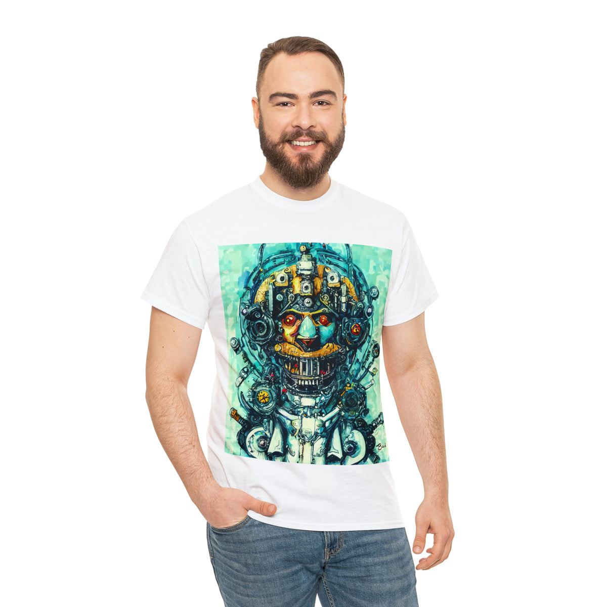CYBERPUNK STEAMPUNK AUTON - Airt on a Shirt  - Unisex Heavy Cotton Tee - AUS