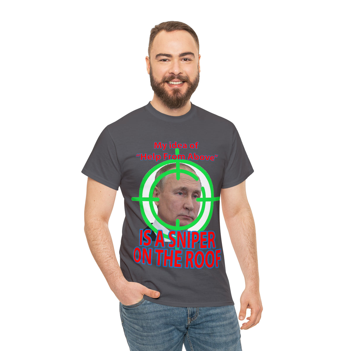 Help from Above SNIPER ON THE ROOF - Funny Unisex Heavy Cotton Tee - AUS