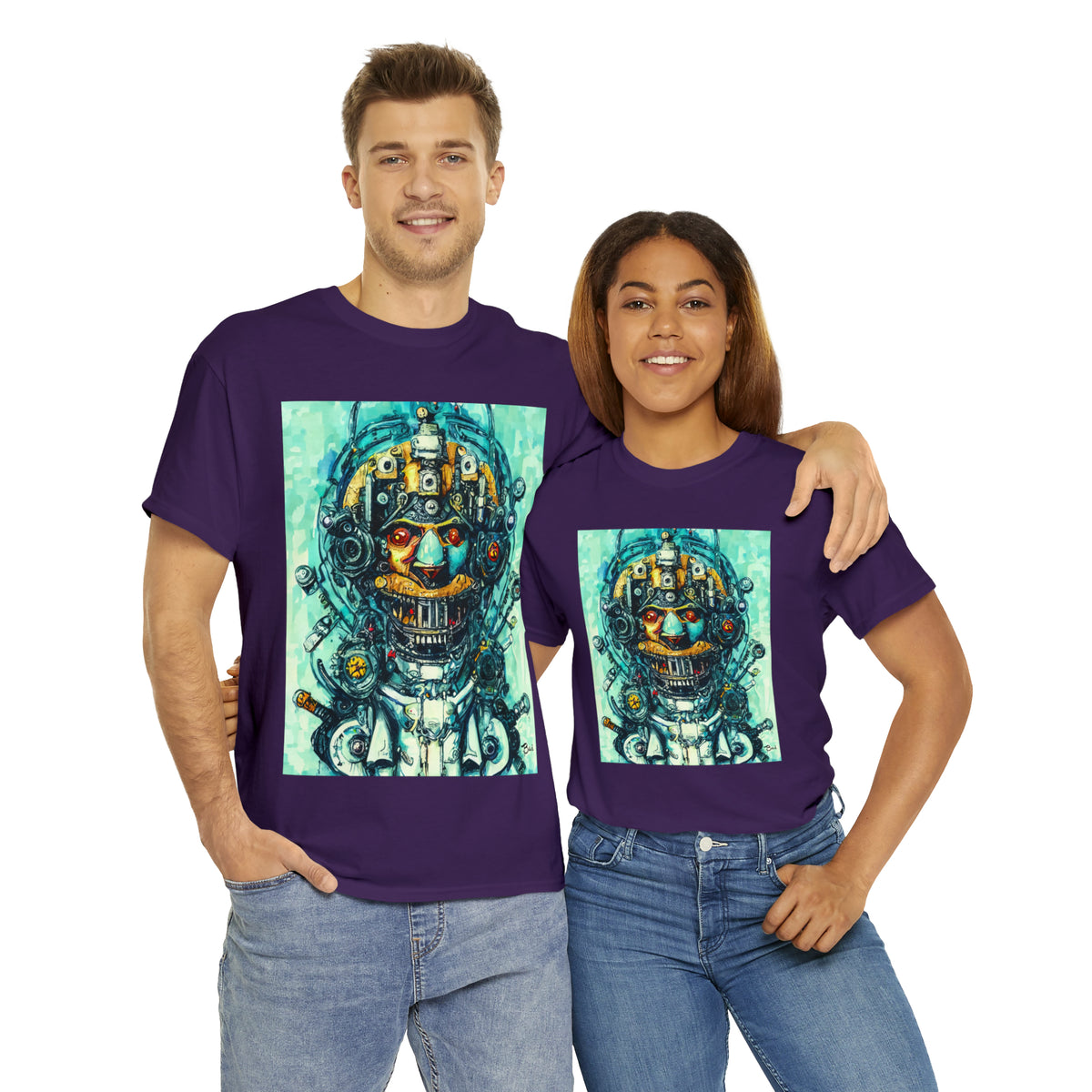 CYBERPUNK STEAMPUNK AUTON - Airt on a Shirt  - Unisex Heavy Cotton Tee - AUS