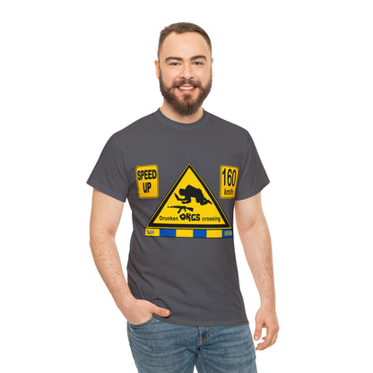 DRU**** ORCS CROSSING - 160 Km/h/SPEED UP - Unisex Heavy Cotton Tee - AUS