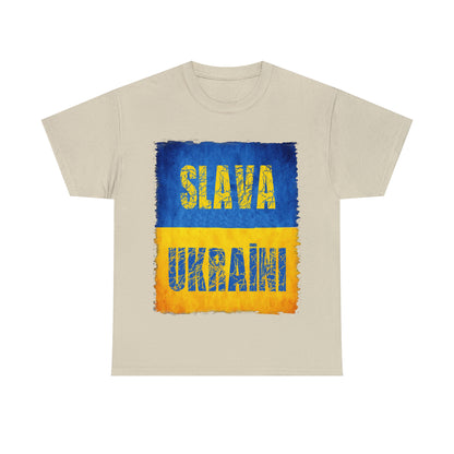 "SLAVA UKRAINI" FLAG - Unisex Heavy Cotton Tee
