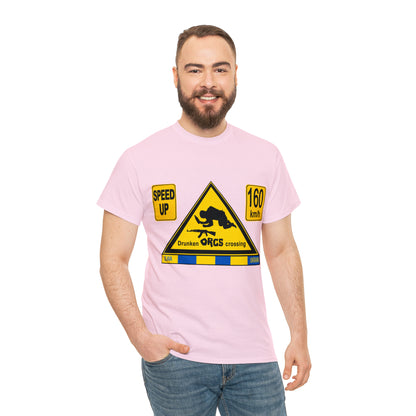 DRU**** ORCS CROSSING - 160 Km/h/SPEED UP - Unisex Heavy Cotton Tee - AUS