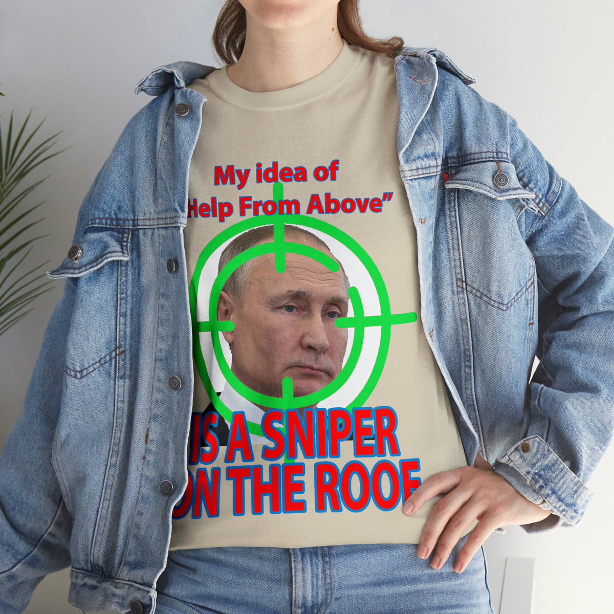 Help from Above SNIPER ON THE ROOF - Funny Unisex Heavy Cotton Tee - AUS