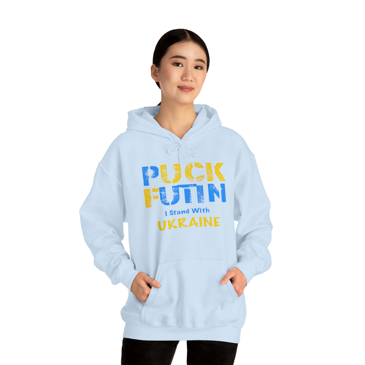 "P*** FUTI*" I Stand With UKRAINE - Unisex Heavy Blend™ Hooded Sweatshirt