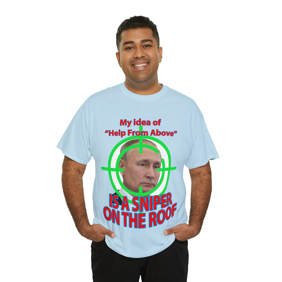 Help from Above SNIPER ON THE ROOF - Funny Unisex Heavy Cotton Tee - AUS