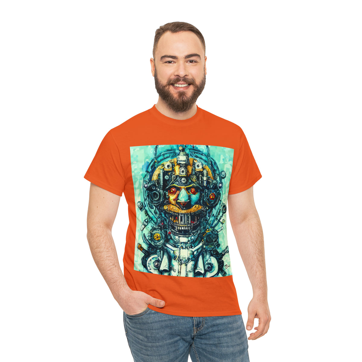 CYBERPUNK STEAMPUNK AUTON - Airt on a Shirt  - Unisex Heavy Cotton Tee - AUS