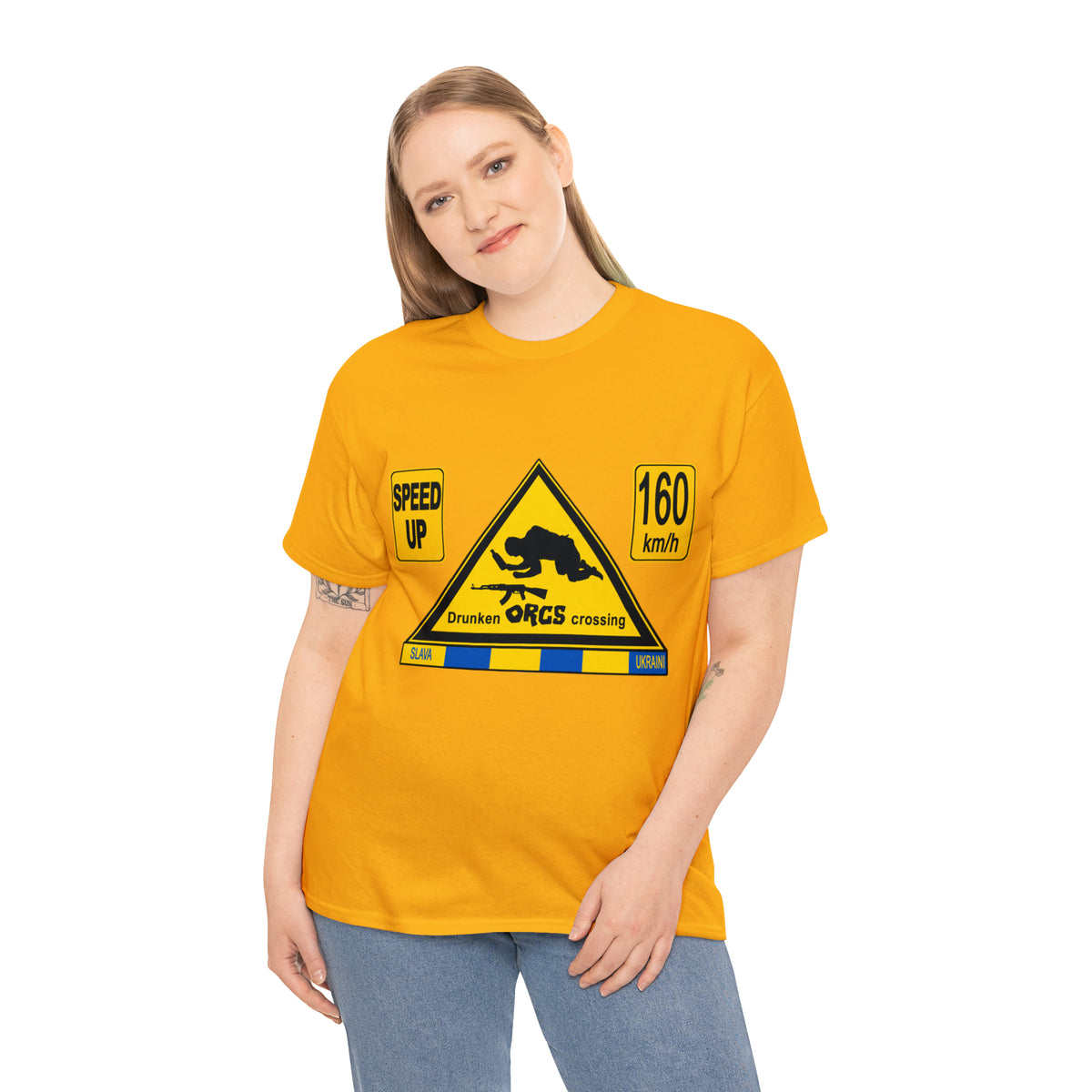 DRU**** ORCS CROSSING - 160 Km/h/SPEED UP - Unisex Heavy Cotton Tee - AUS
