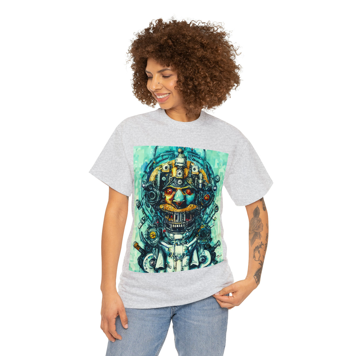 CYBERPUNK STEAMPUNK AUTON - Airt on a Shirt  - Unisex Heavy Cotton Tee - AUS