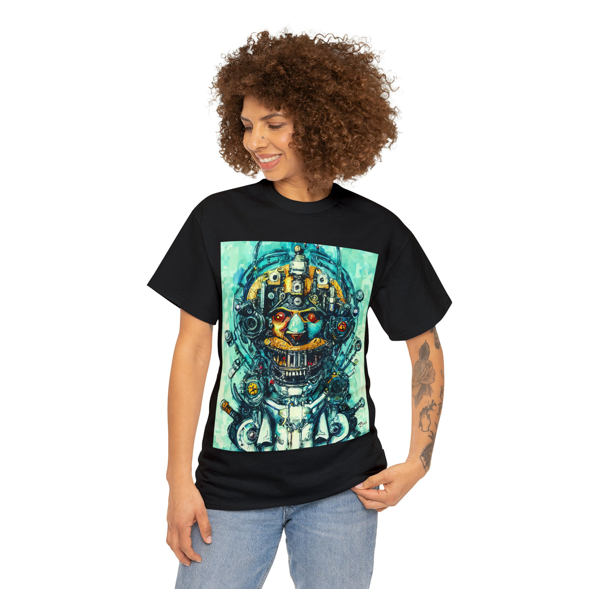 CYBERPUNK STEAMPUNK AUTON - Airt on a Shirt  - Unisex Heavy Cotton Tee - AUS