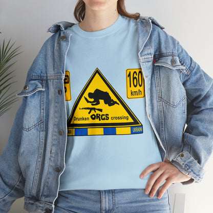 DRU**** ORCS CROSSING - 160 Km/h/SPEED UP - Unisex Heavy Cotton Tee - AUS