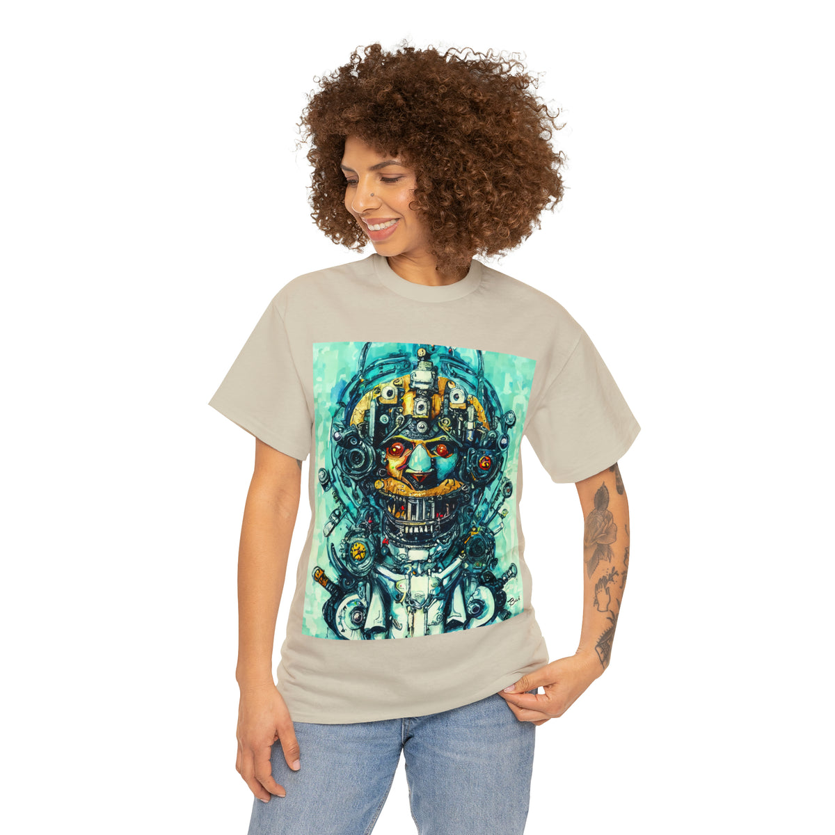 CYBERPUNK STEAMPUNK AUTON - Airt on a Shirt  - Unisex Heavy Cotton Tee - AUS