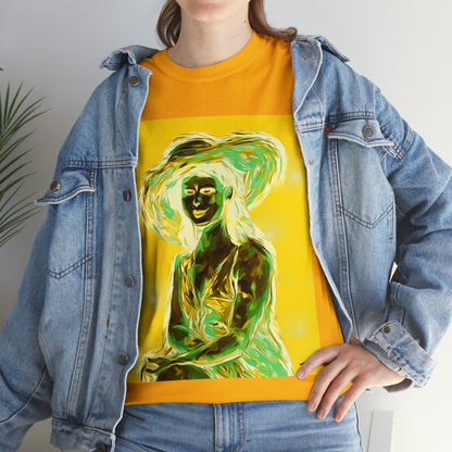 LADY IN SUN HAT (an Inversion in Blue) - Airt on a Shirt  - Unisex Heavy Cotton Tee - AUS
