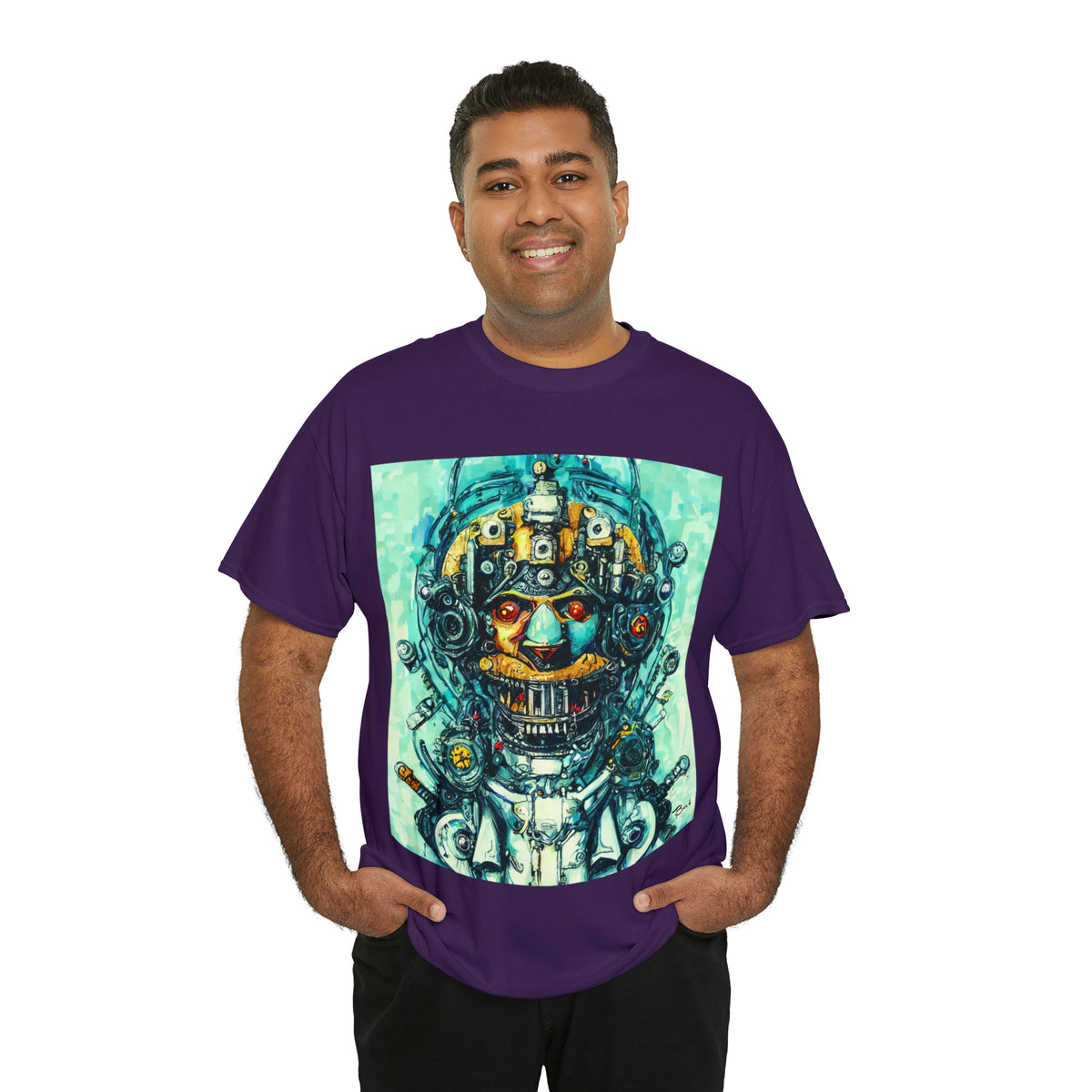 CYBERPUNK STEAMPUNK AUTON - Airt on a Shirt  - Unisex Heavy Cotton Tee - AUS