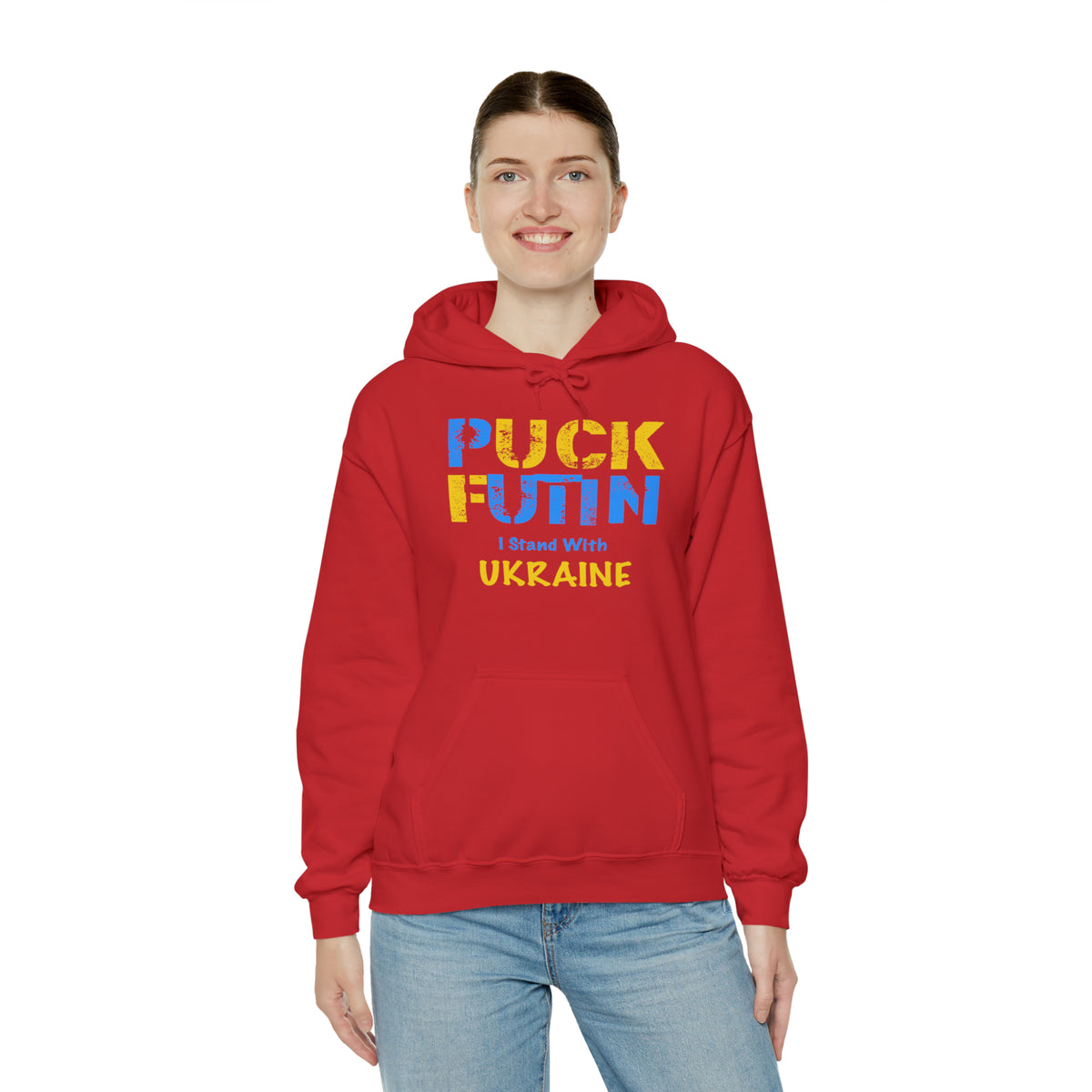 "P*** FUTI*" I Stand With UKRAINE - Unisex Heavy Blend™ Hooded Sweatshirt