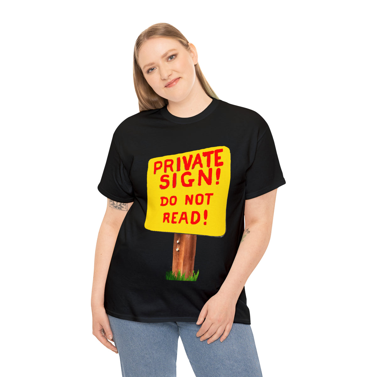 PRIVATE SIGN! DO NOT READ! Silly Sign - Unisex Heavy Cotton Tee - AUS