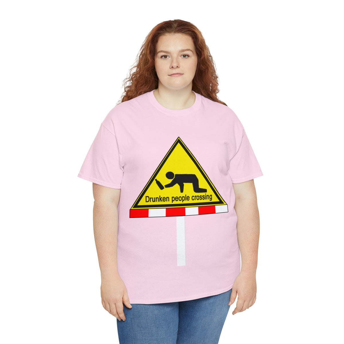 DRU**** PEOPLE CROSSING FUNNY SIGN T-SHIRT - Unisex Heavy Cotton Tee - AUS