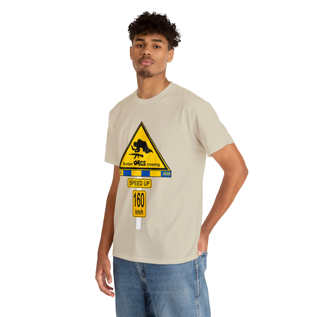 DRU**** ORCS CROSSING UKRAINE SUPPORTER T-SHIRT - Unisex Heavy Cotton Tee - AUS