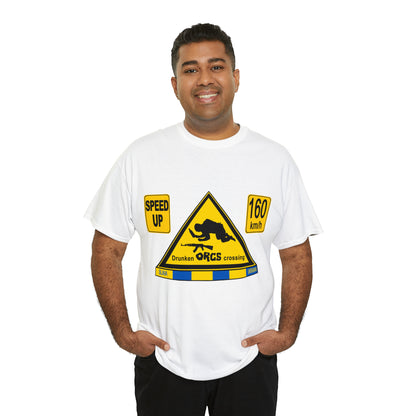 DRU**** ORCS CROSSING - 160 Km/h/SPEED UP - Unisex Heavy Cotton Tee - AUS