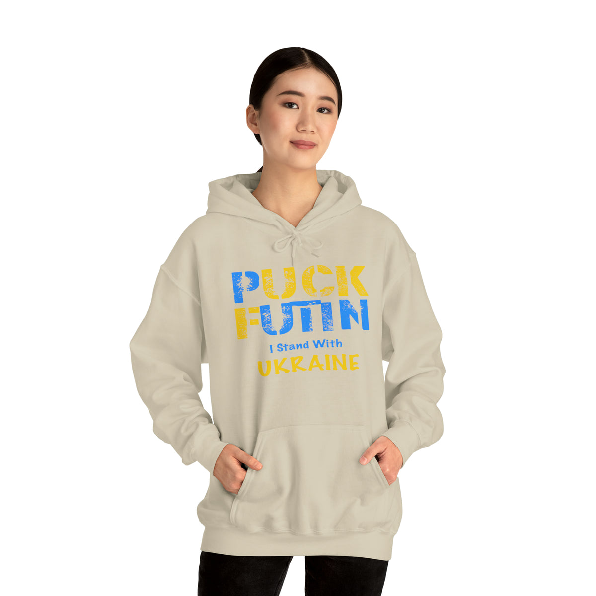 "P*** FUTI*" I Stand With UKRAINE - Unisex Heavy Blend™ Hooded Sweatshirt