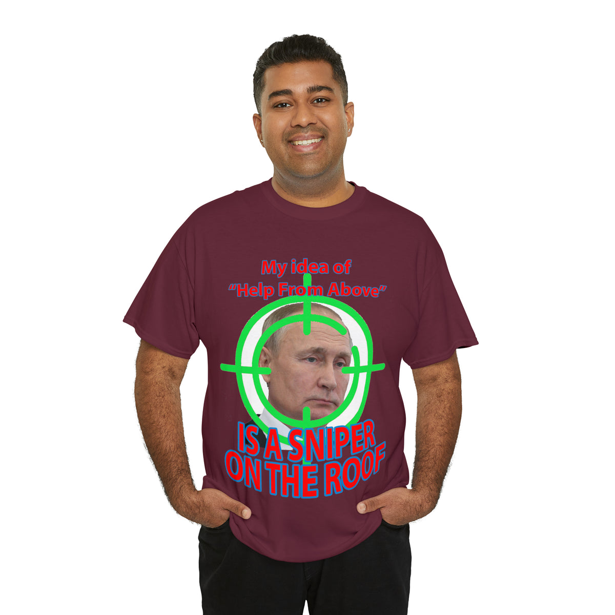 Help from Above SNIPER ON THE ROOF - Funny Unisex Heavy Cotton Tee - AUS