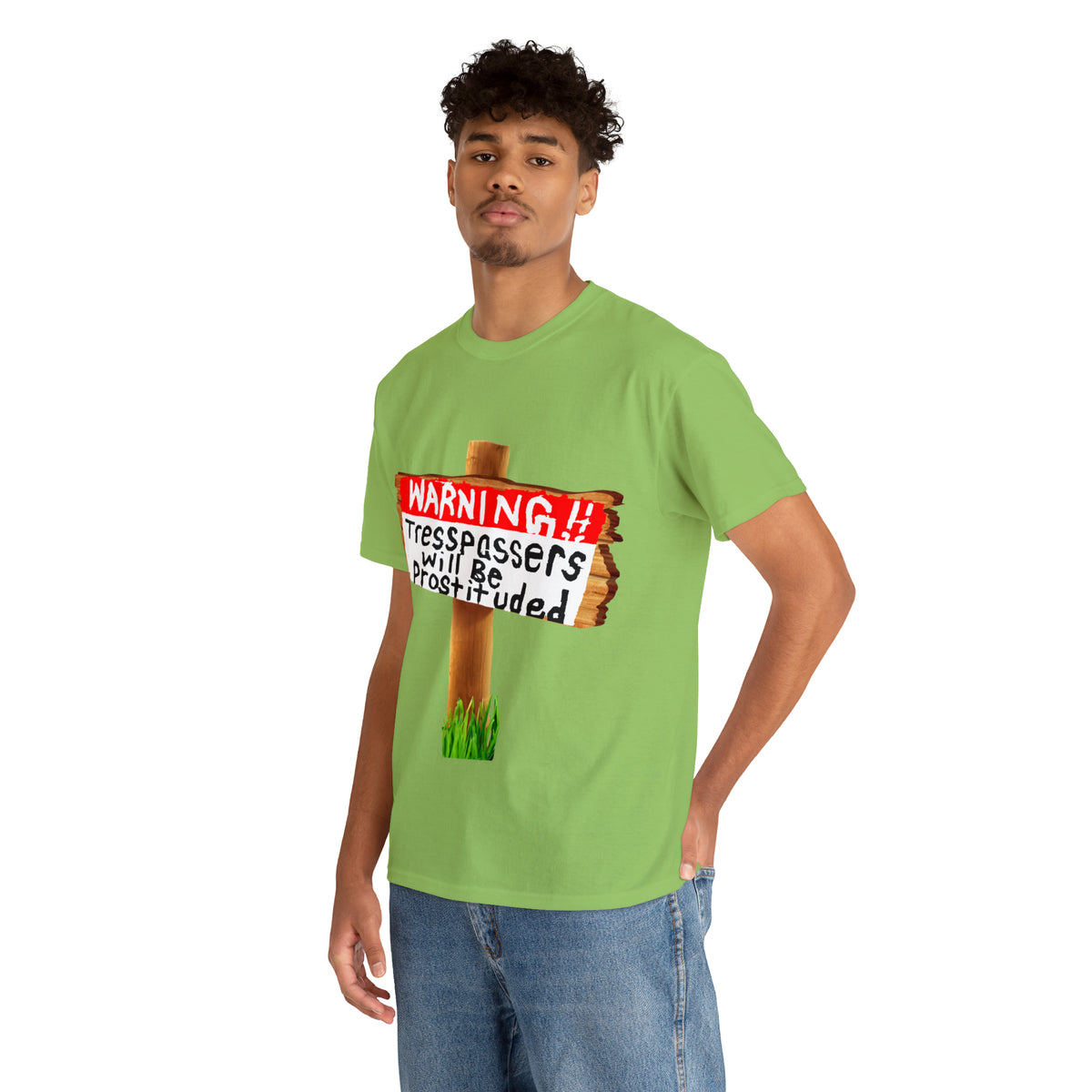 WARNING TRESSPASSERS WILL BE PROSTITUDED - Funny Unisex Heavy Cotton Tee - AUS