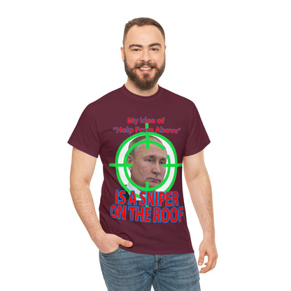 Help from Above SNIPER ON THE ROOF - Funny Unisex Heavy Cotton Tee - AUS