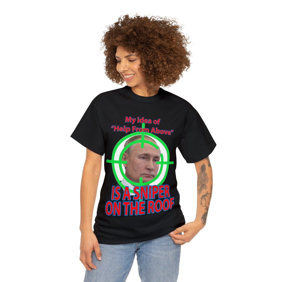 Help from Above SNIPER ON THE ROOF - Funny Unisex Heavy Cotton Tee - AUS