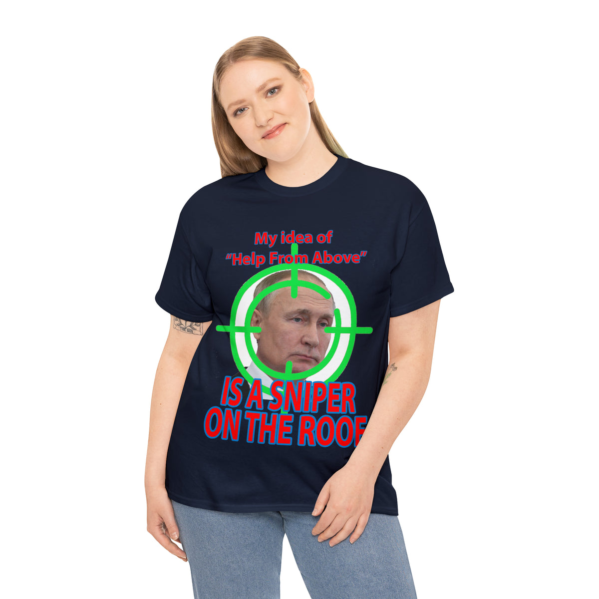 Help from Above SNIPER ON THE ROOF - Funny Unisex Heavy Cotton Tee - AUS
