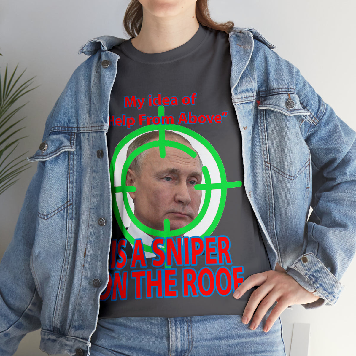 Help from Above SNIPER ON THE ROOF - Funny Unisex Heavy Cotton Tee - AUS