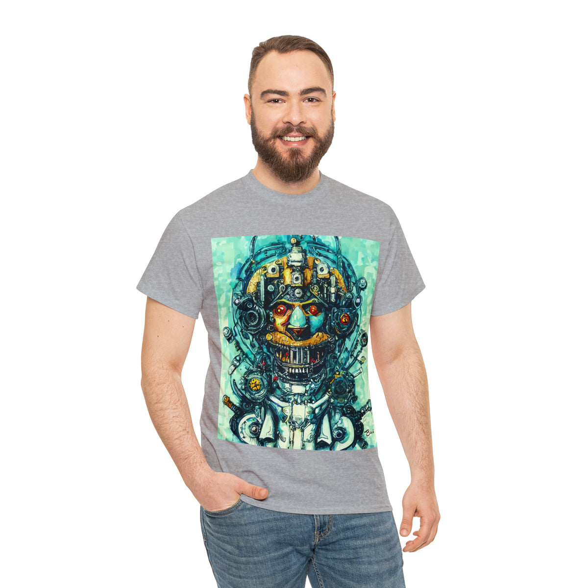 CYBERPUNK STEAMPUNK AUTON - Airt on a Shirt  - Unisex Heavy Cotton Tee - AUS