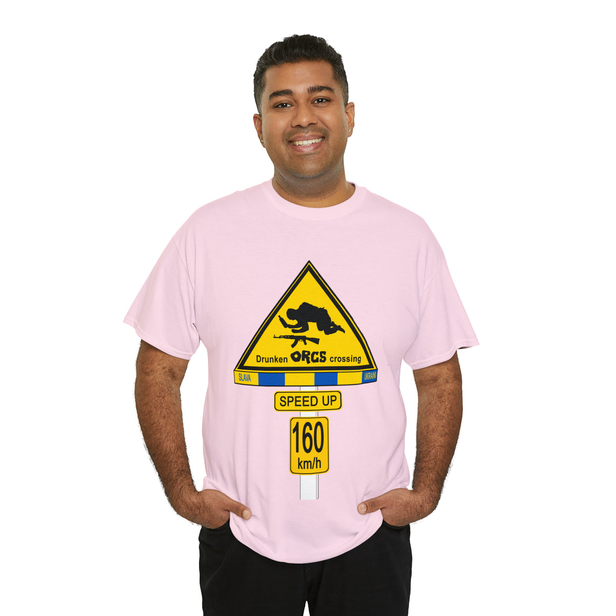 DRU**** ORCS CROSSING UKRAINE SUPPORTER T-SHIRT - Unisex Heavy Cotton Tee - AUS