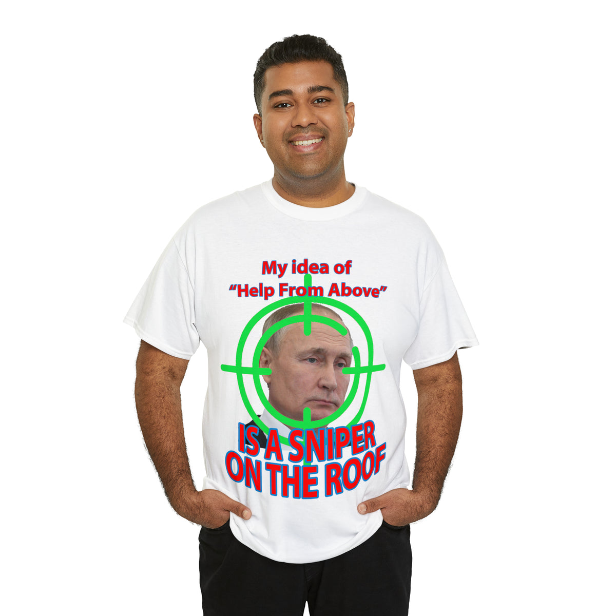 Help from Above SNIPER ON THE ROOF - Funny Unisex Heavy Cotton Tee - AUS