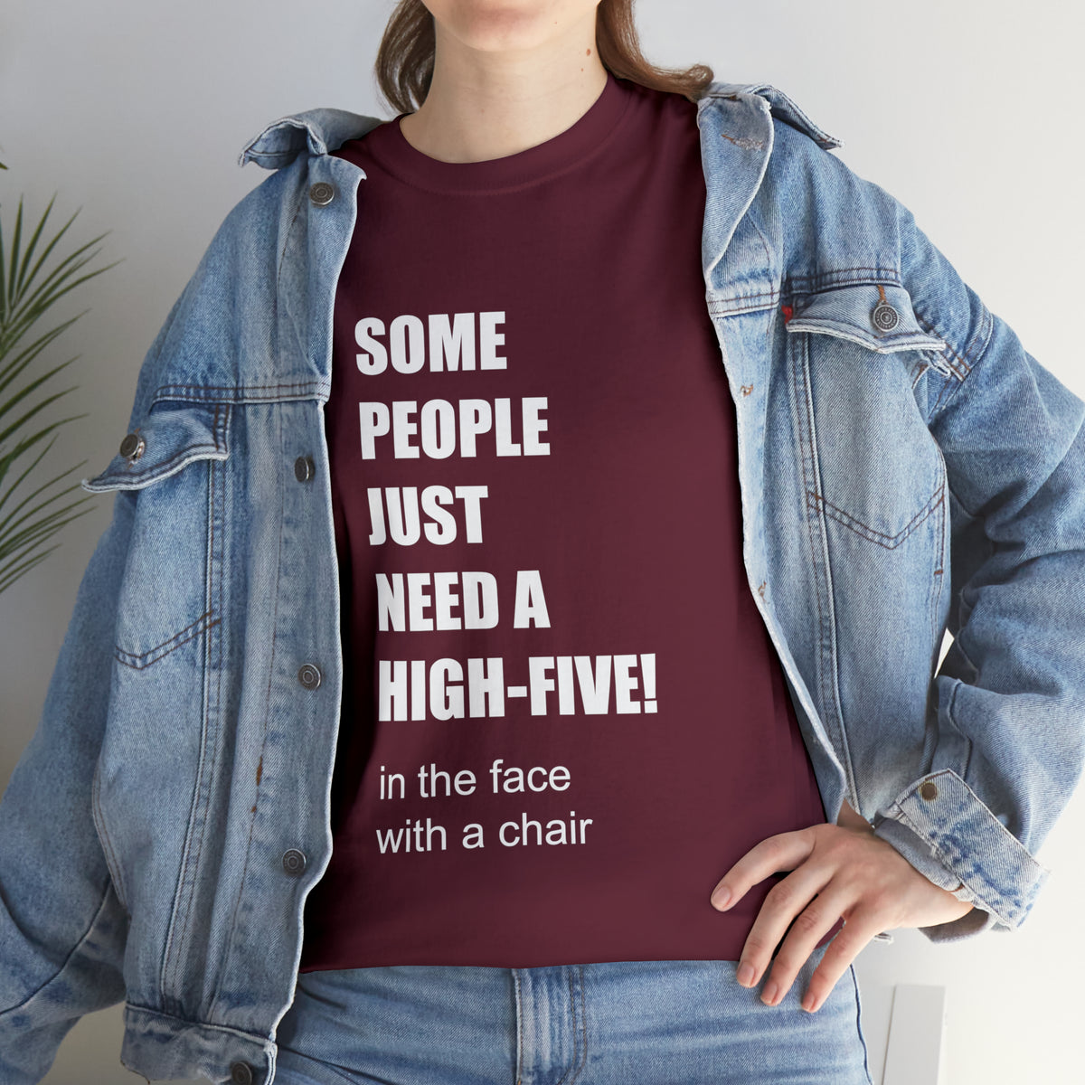 SOME PEOPLE NEED A HIGH-FIVE - Unisex Heavy Cotton Tee - AUS