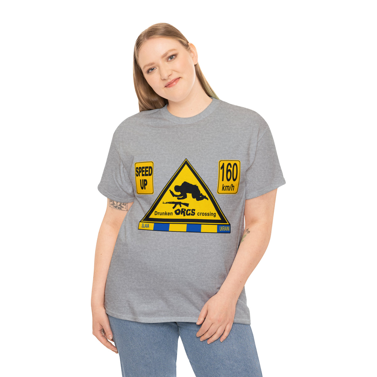 DRU**** ORCS CROSSING - 160 Km/h/SPEED UP - Unisex Heavy Cotton Tee - AUS
