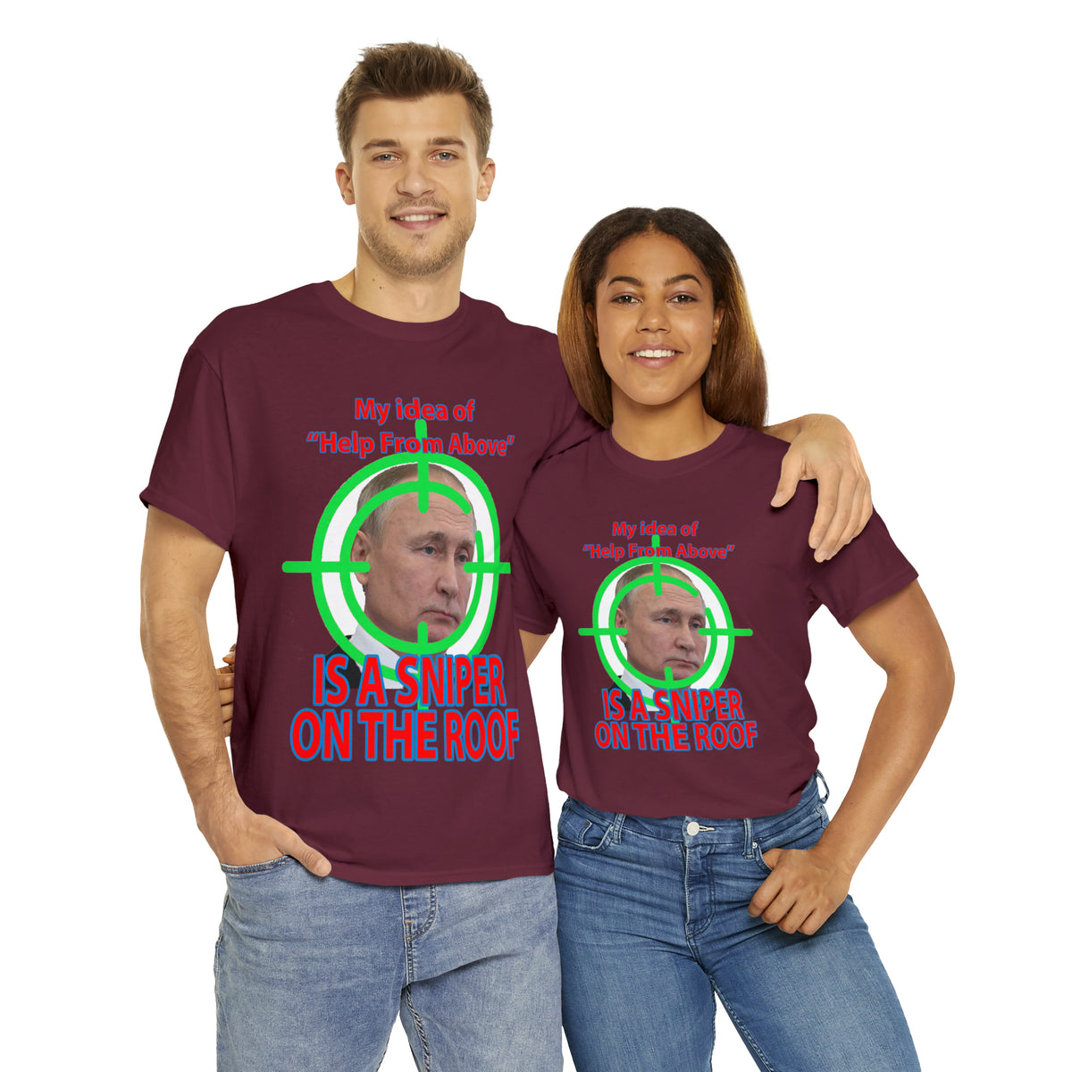 Help from Above SNIPER ON THE ROOF - Funny Unisex Heavy Cotton Tee - AUS