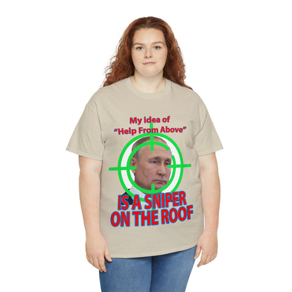 Help from Above SNIPER ON THE ROOF - Funny Unisex Heavy Cotton Tee - AUS