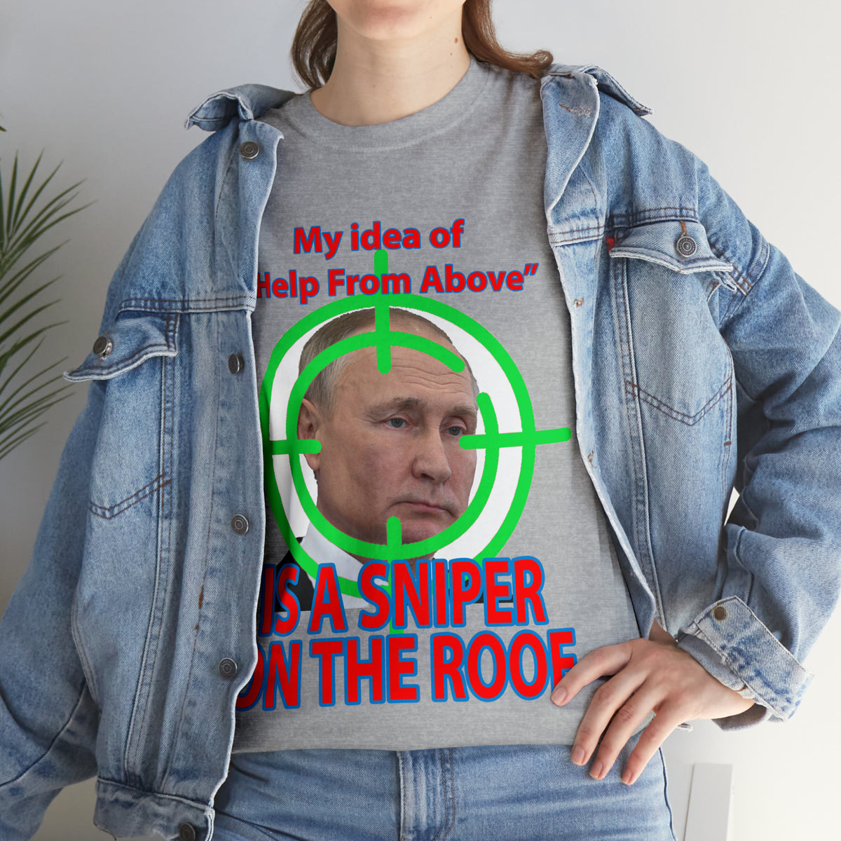 Help from Above SNIPER ON THE ROOF - Funny Unisex Heavy Cotton Tee - AUS