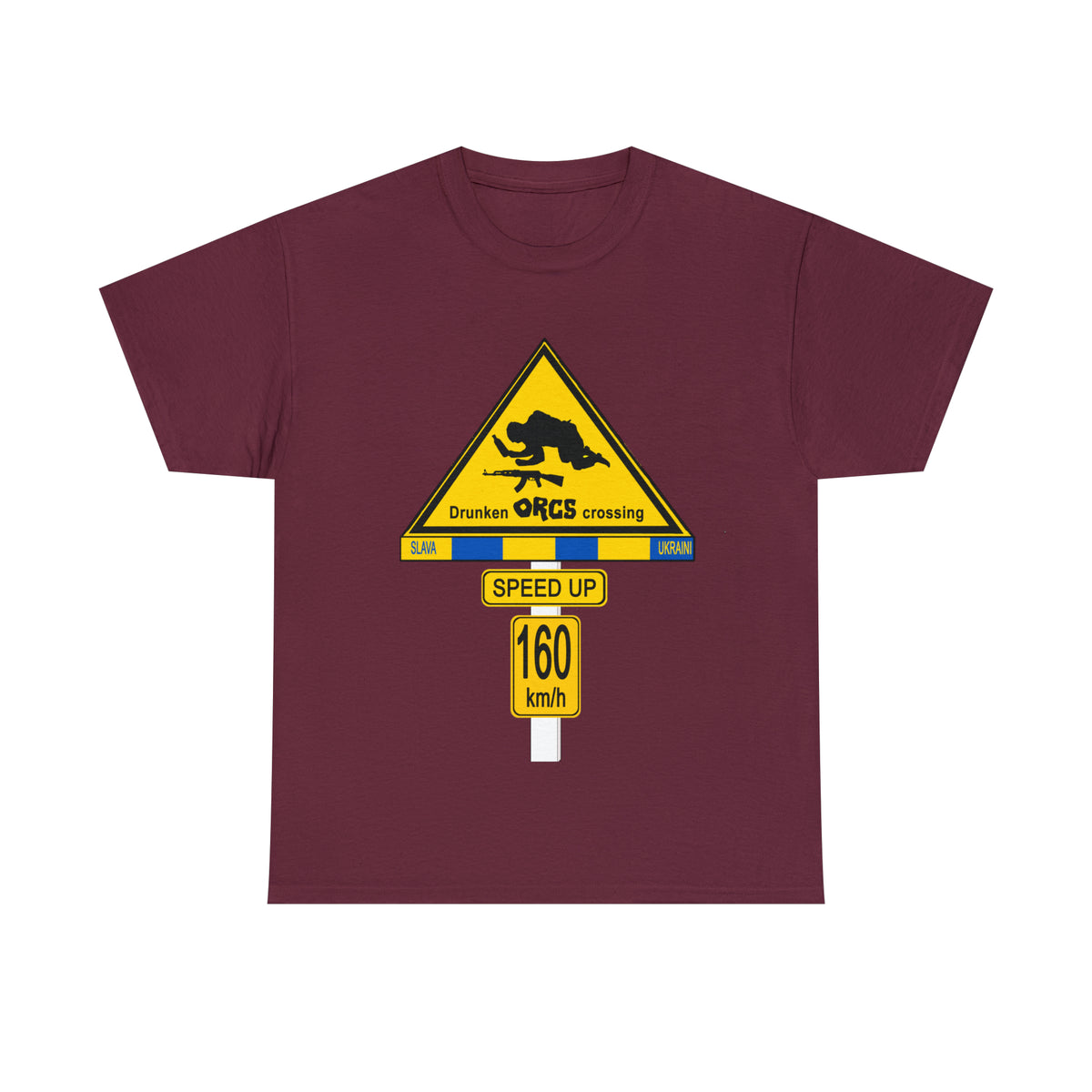 DRU**** ORCS CROSSING UKRAINE SUPPORTER T-SHIRT - Unisex Heavy Cotton Tee - AUS