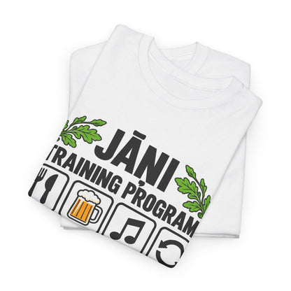 Jāņi Training Program T-Shirt | Latvian Midsummer Gift | White Text | BalticAF