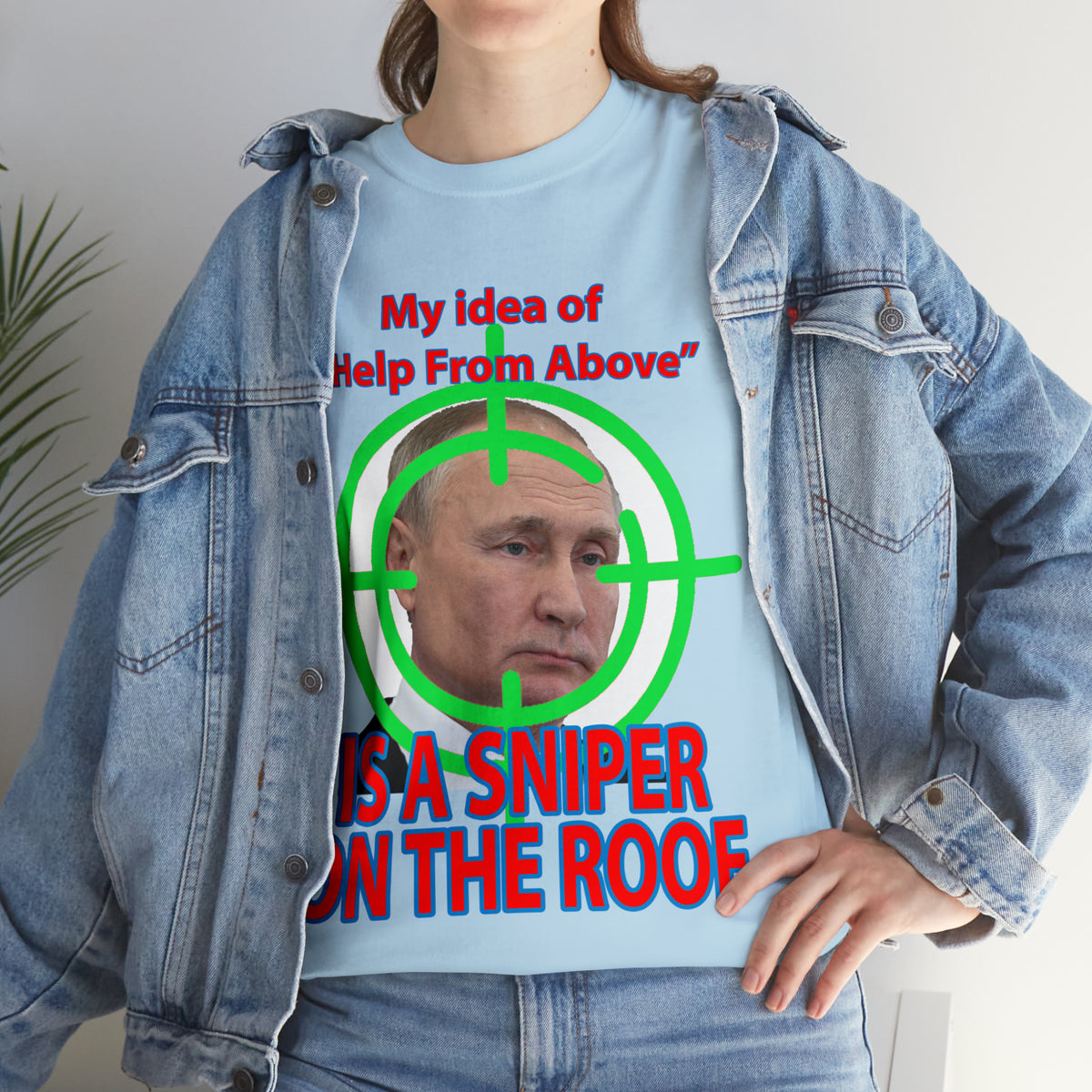 Help from Above SNIPER ON THE ROOF - Funny Unisex Heavy Cotton Tee - AUS