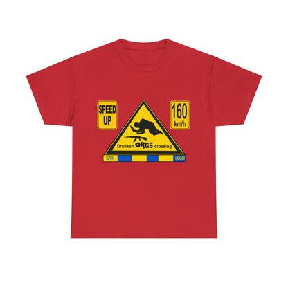 DRU**** ORCS CROSSING - 160 Km/h/SPEED UP - Unisex Heavy Cotton Tee - AUS