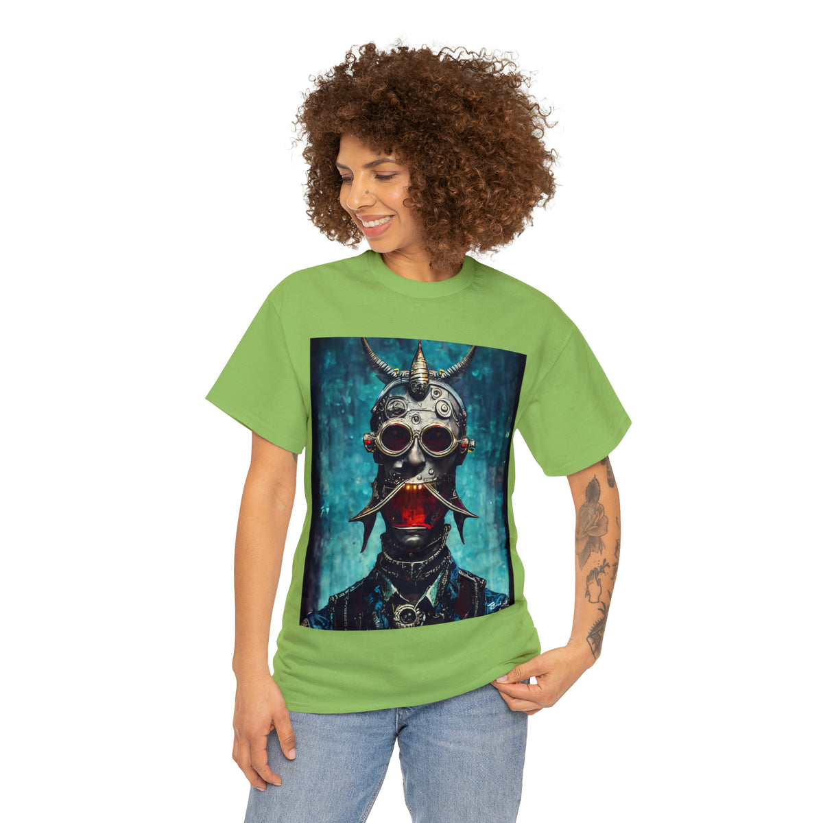 CYBER-STEAMPUNK BOUNTY-HUNTER - Airt on a Shirt  - Unisex Heavy Cotton Tee - AUS