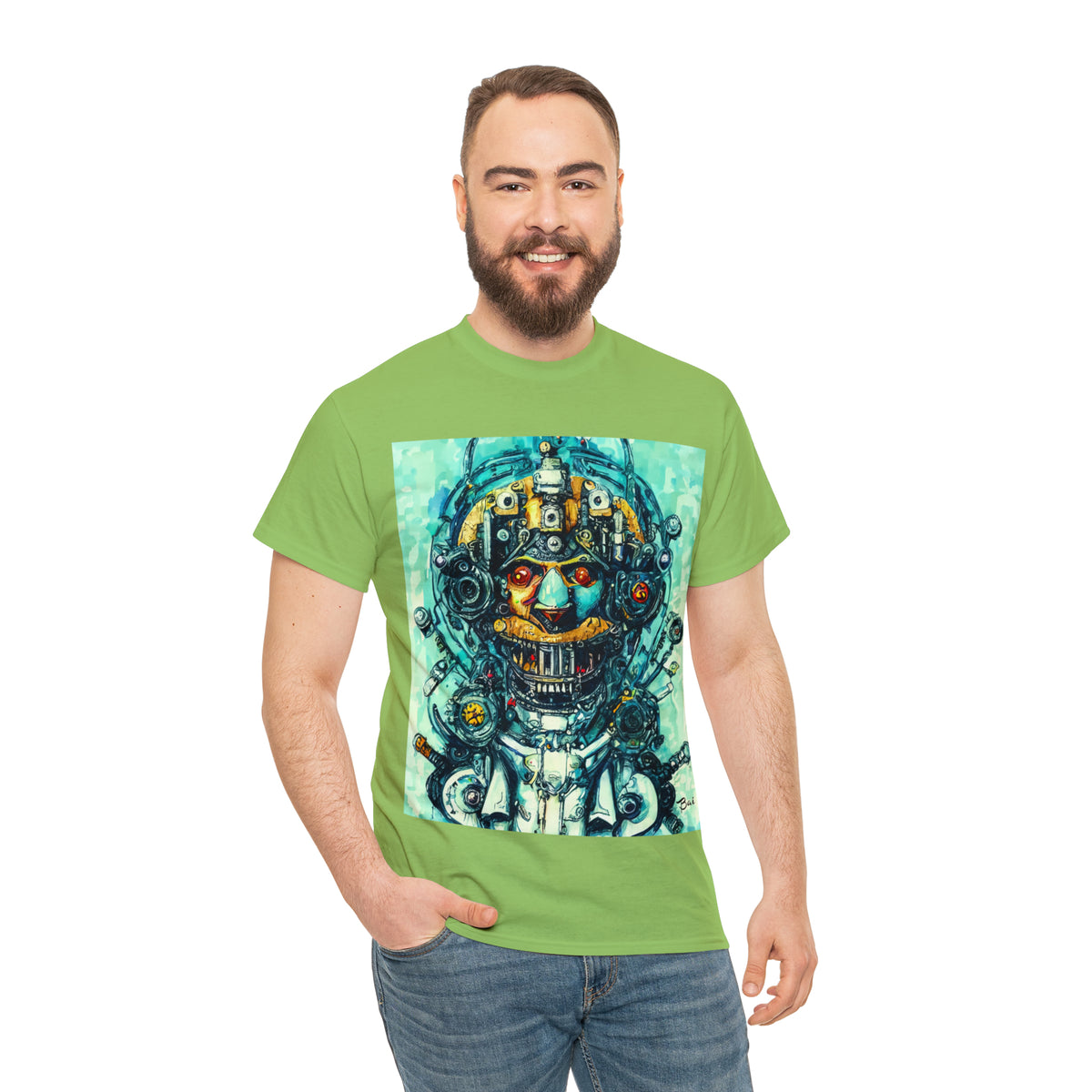 CYBERPUNK STEAMPUNK AUTON - Airt on a Shirt  - Unisex Heavy Cotton Tee - AUS