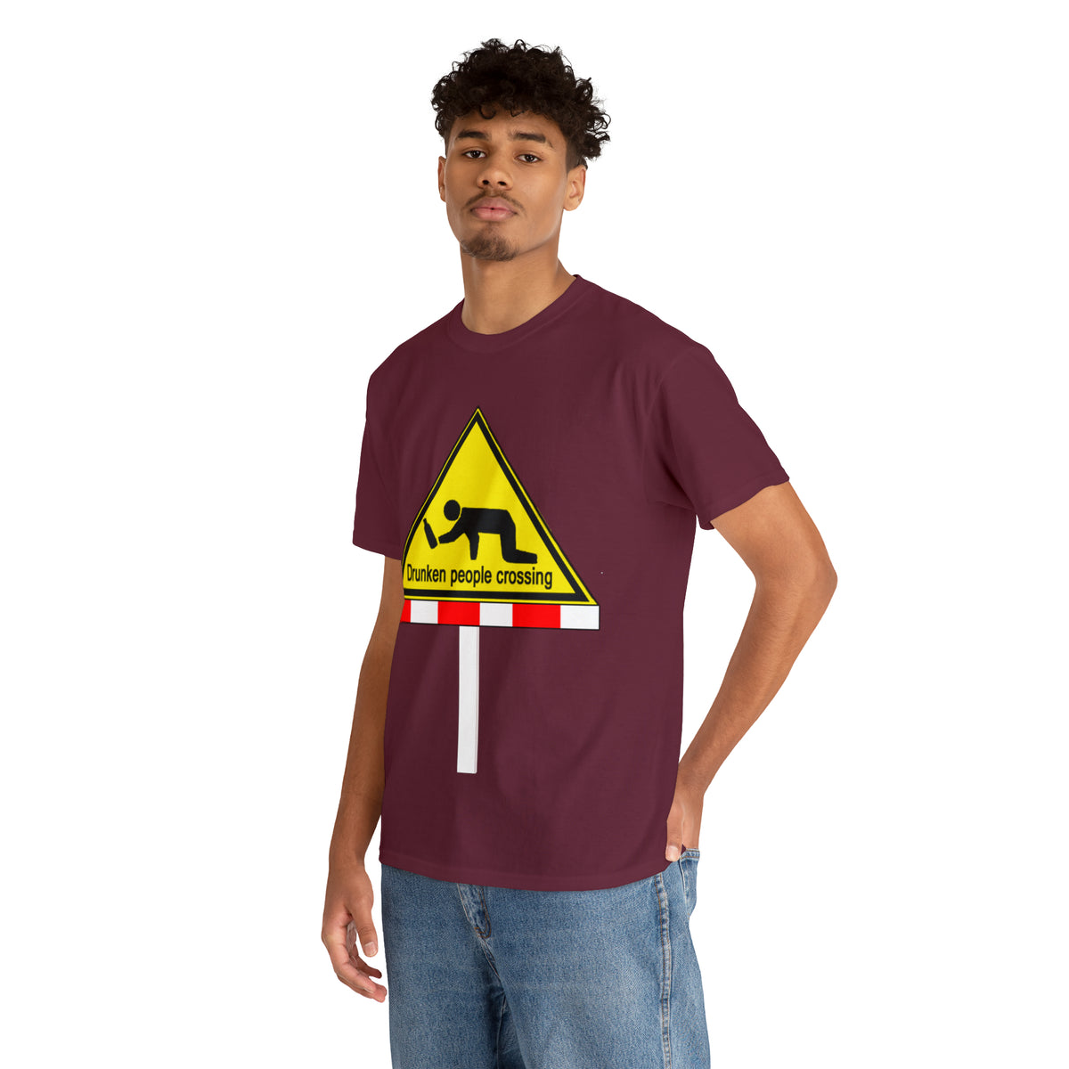 DRU**** PEOPLE CROSSING FUNNY SIGN T-SHIRT - Unisex Heavy Cotton Tee - AUS