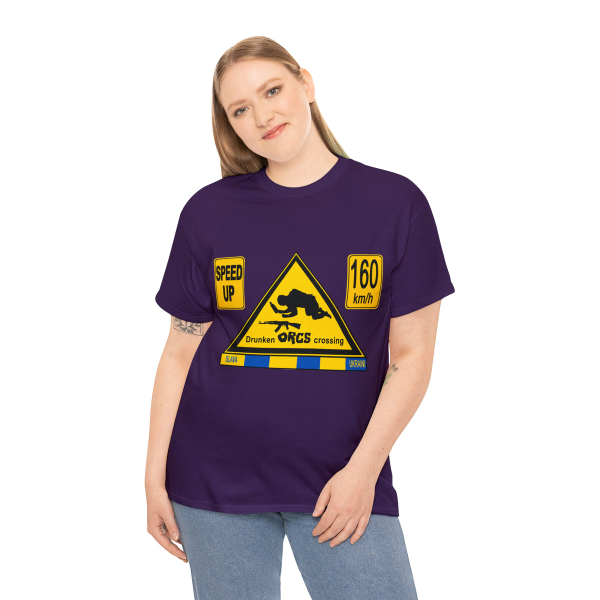 DRU**** ORCS CROSSING - 160 Km/h/SPEED UP - Unisex Heavy Cotton Tee - AUS
