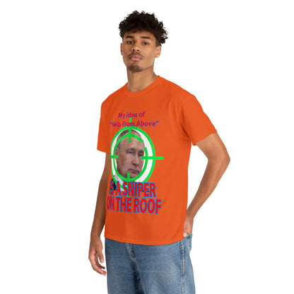 Help from Above SNIPER ON THE ROOF - Funny Unisex Heavy Cotton Tee - AUS