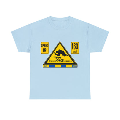 DRU**** ORCS CROSSING - 160 Km/h/SPEED UP - Unisex Heavy Cotton Tee - AUS