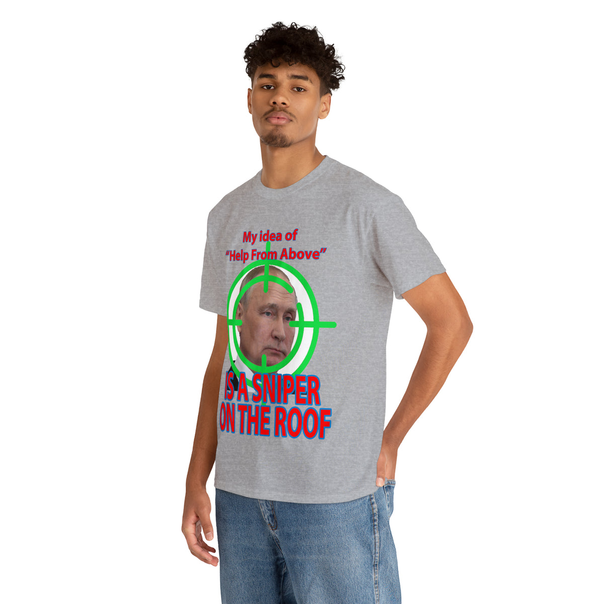Help from Above SNIPER ON THE ROOF - Funny Unisex Heavy Cotton Tee - AUS