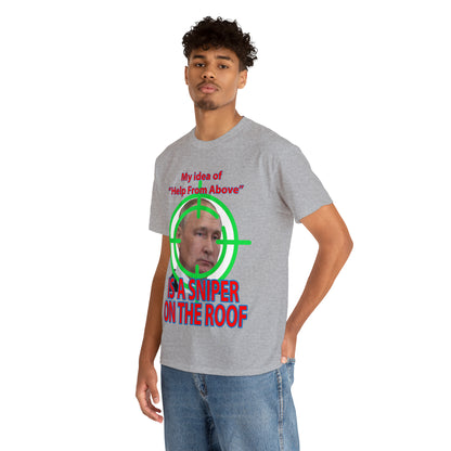 Help from Above SNIPER ON THE ROOF - Funny Unisex Heavy Cotton Tee - AUS