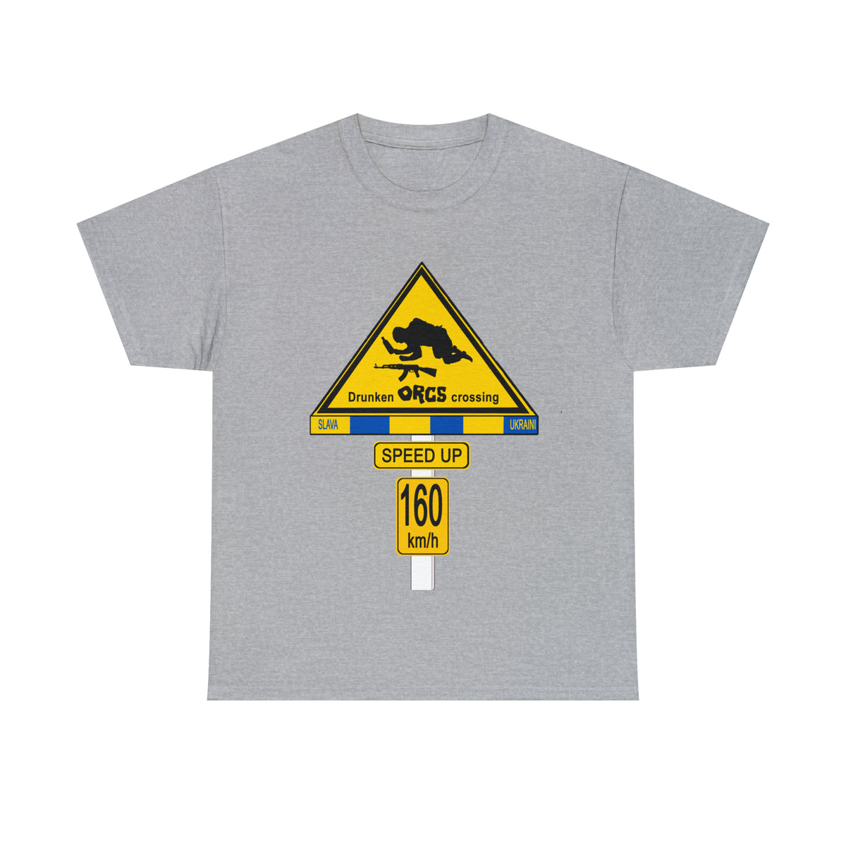 DRU**** ORCS CROSSING UKRAINE SUPPORTER T-SHIRT - Unisex Heavy Cotton Tee - AUS